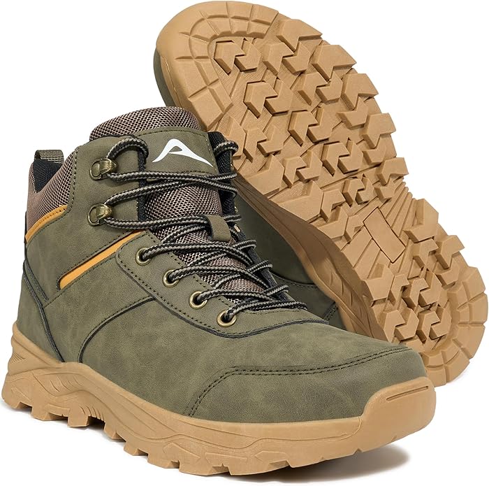 HARENCE Men's Waterproof Hiking Boots Lightweight Slip-Resistant Ankle Support for Trekking Walking