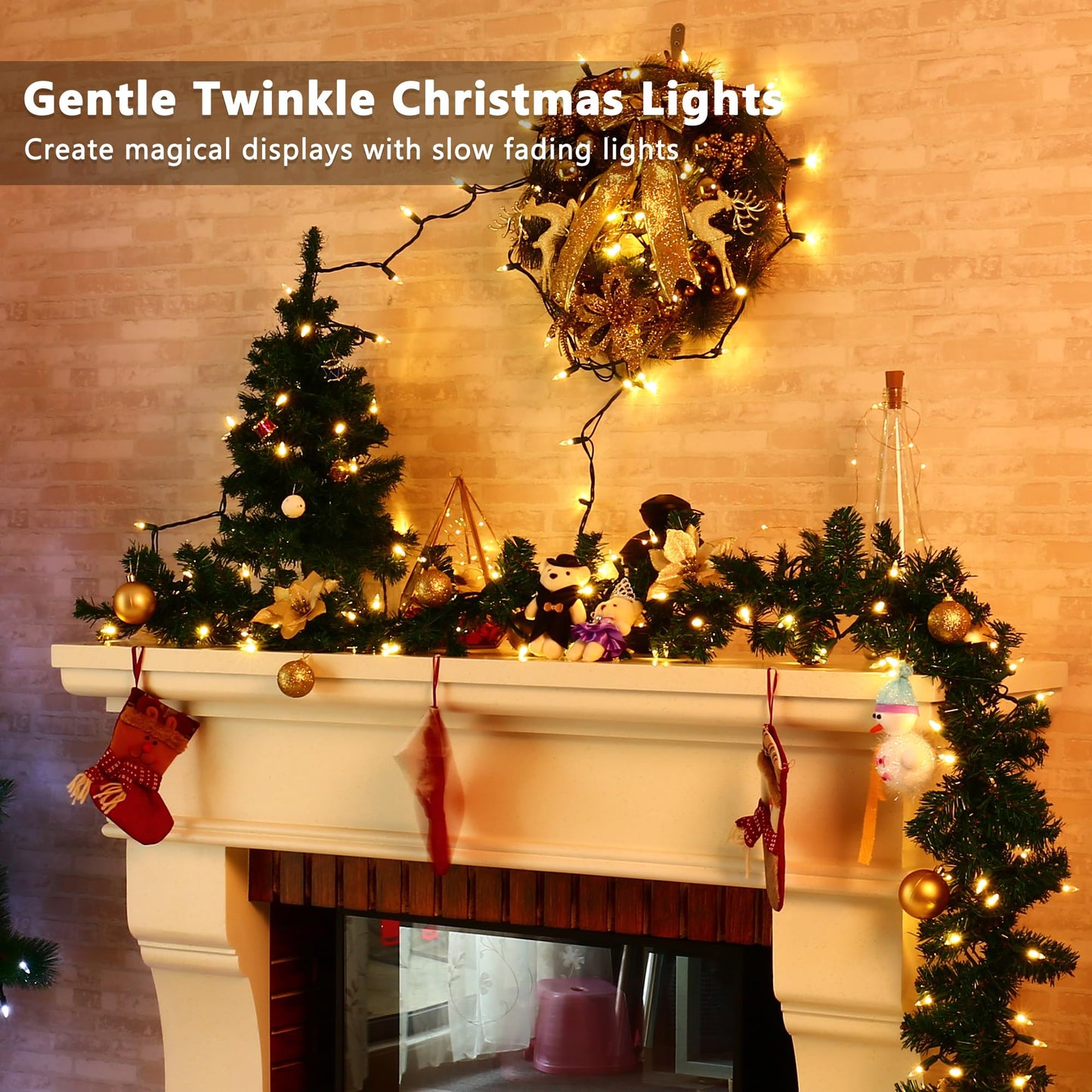 Brizled Gentle Twinkle Christmas Lights  33Ft 100 Led Christmas String Lights  120V Ul Certified Xmas Tree Light Connectable Twinkle Xmas Light Indoor Outdoor For Home Tree Holiday Wedding Patio Decor