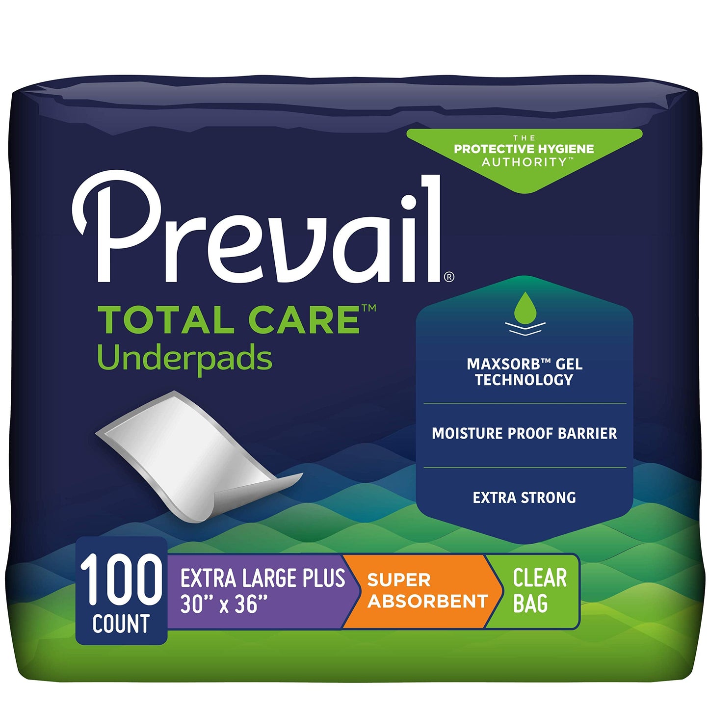Prevail Incontinence Underpads - Unisex Disposable Underpads for Men & Women - Super Absorbent, Clear Bag, 30" X 36", 100 Count (4 Packs of 25)