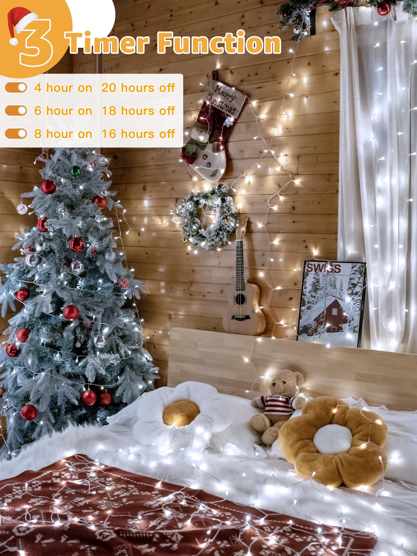 Guhope 1200 Led Waterproof String Lights, 196Ft Cool White Fairy Lights With Remote & Timer For Indoor/Outdoor Decorations