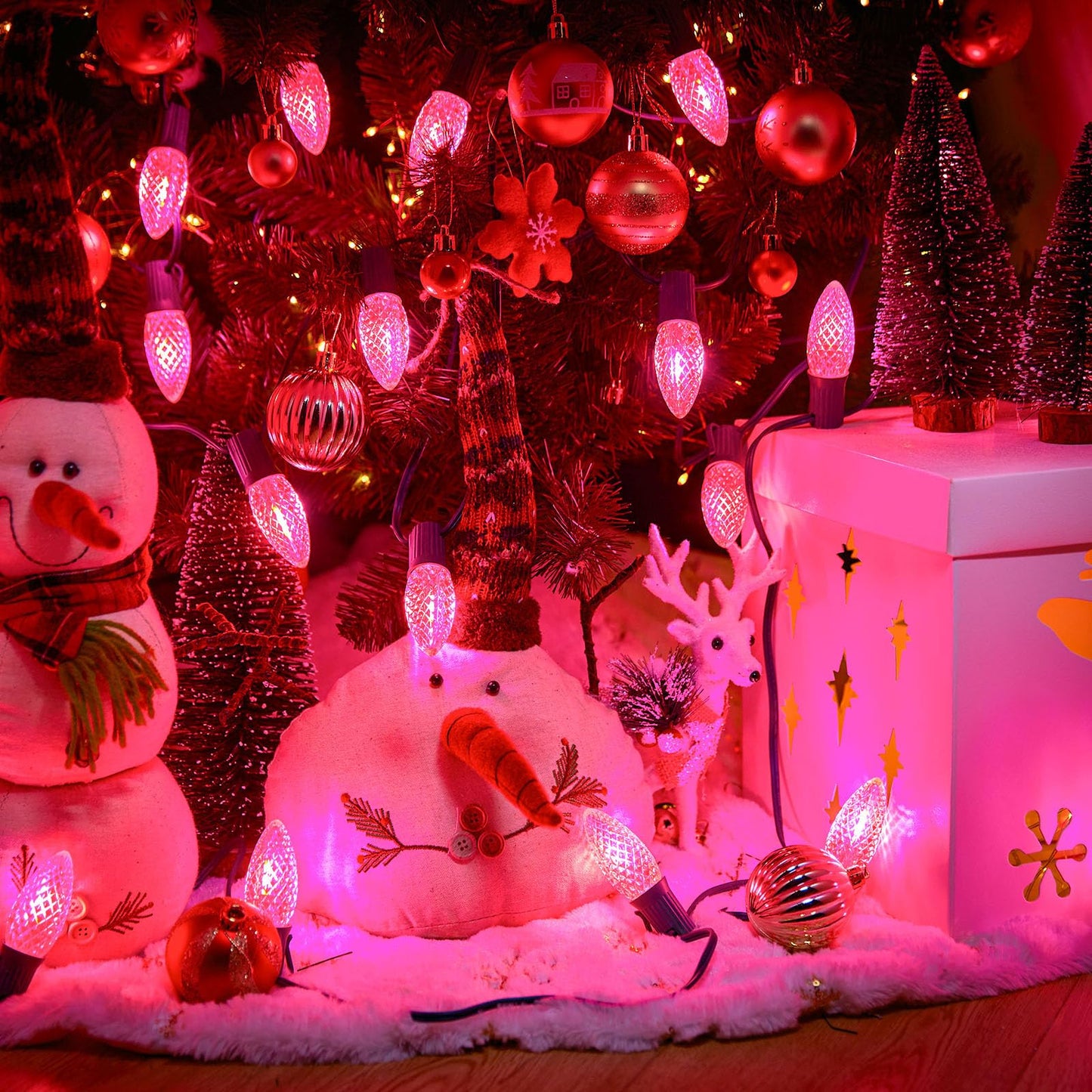 C7 Pink Christmas Led Replacement Light Bulb  C7 Shatterproof Replacement Bulbs For Outdoor Indoor String Lights  E12 Candelabra Base Pink Christmas Bulb For Xmas Holiday House Lighting Decoration