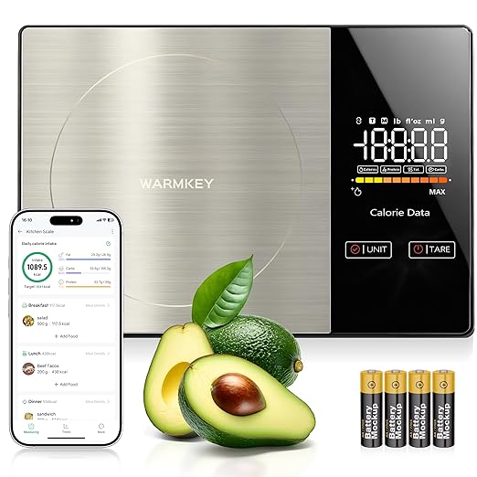 WARMKEY Smart Nutrition Food Scale - Digital Kitchen Scale with Nutritional Calculator App,Tare Function,Track Calories &2...