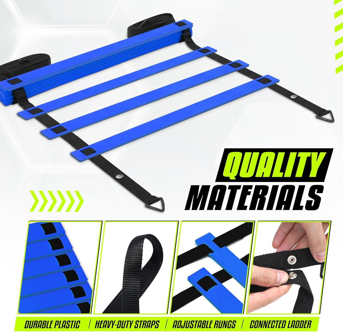 Yes4All Agility Ladder Speed Training Equipment, Adjustable Football Ladder for All Ages with Carry Bag, Durable, Portable, Multiple Colors & Rungs
