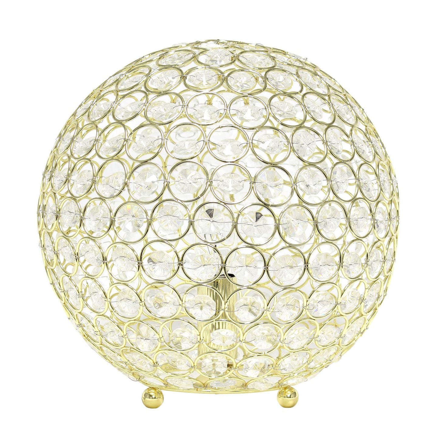 LALIA HOME Elipse Table Lamp, 10in Crystal, Gold, Model LHT-3013, for Living Room, Bedroom, Office, Home Décor
