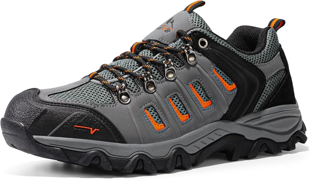 NORTIV 8 Men's Waterproof Hiking Shoes Leather Low-Top Hiking Shoes for Outdoor Trailing Trekking Camping Walking