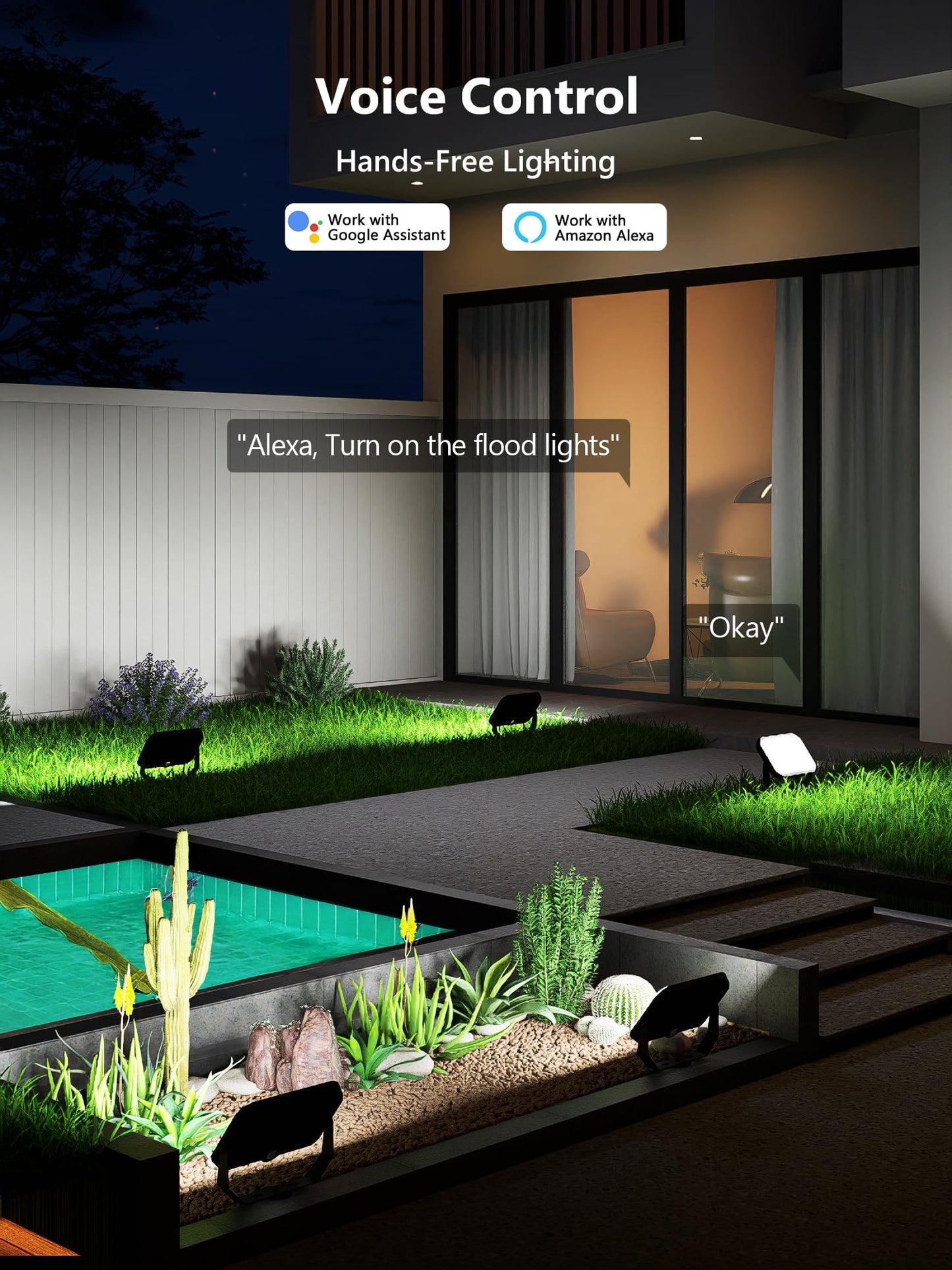 Brizlabs Outdoor Flood Lights  Smart Rgbcw Pathway Landscape Lighting App Control  Color Changing Led Floodlights Works With Alexa And Google Assistant For Halloween Christmas Garden Yard Lawn  4 Pack