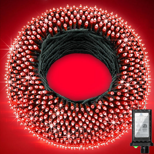 750 Led 240Ft Christmas String Lights Outdoor  12 Pro Modes And Timer Memory & Brightness  Plug In Waterproof Dark Green Wire Twinkle Light For For Xmas Yard Tree Wedding Party Decor (Red)