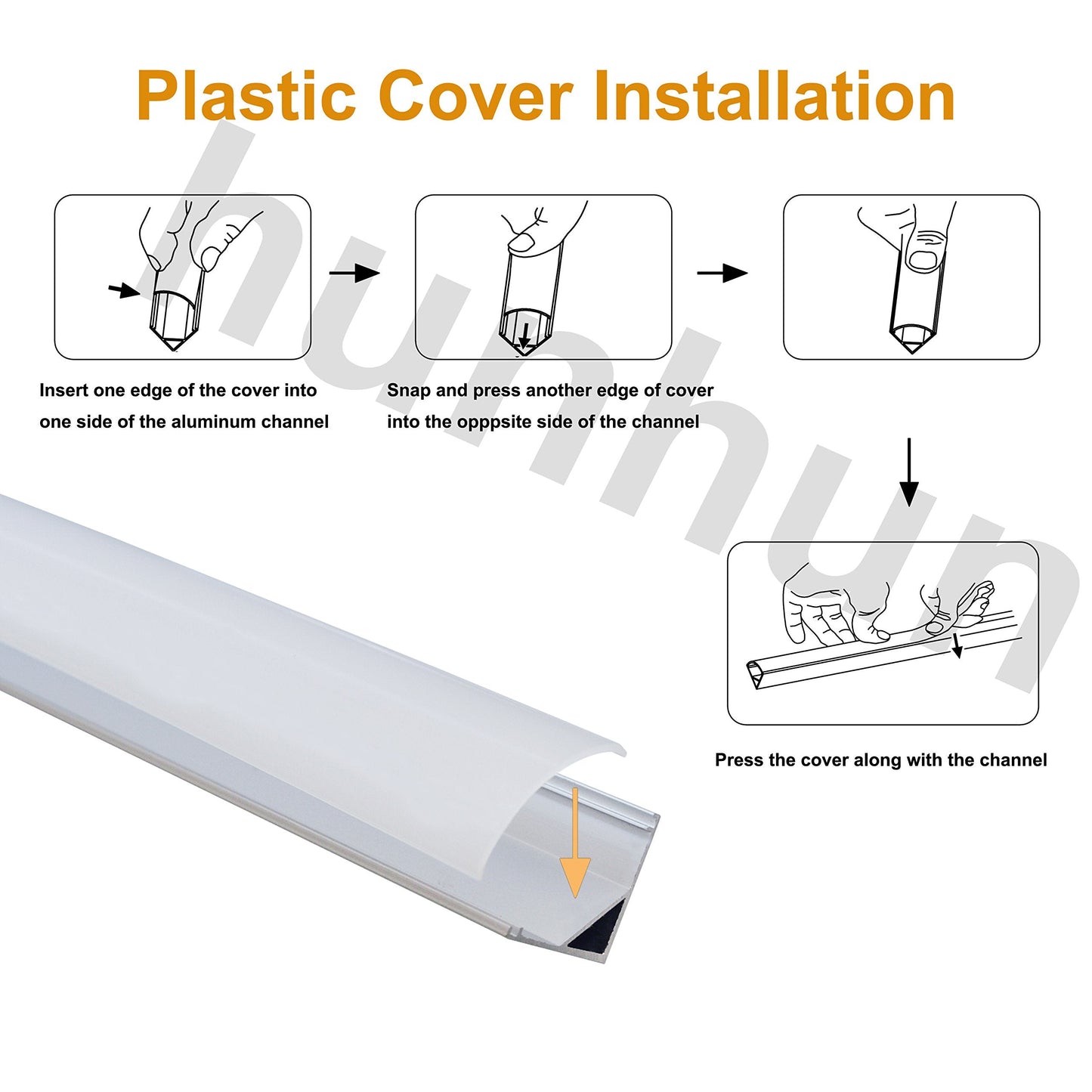 hunhun 10-Pack 6.6ft/ 2Meter V Shape LED Aluminum Channel System with Milky Cover, End Caps and Mounting Clips, Aluminum Profile for LED Strip Light Installations, Very Easy Installation
