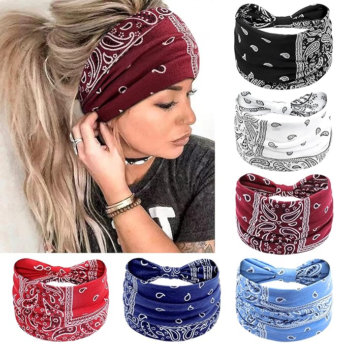 Awumbuk Wide Headbands for Women Knotted No Slip Head Bands Soft Turban Headband Hair Accessories Boho African Solid Color...