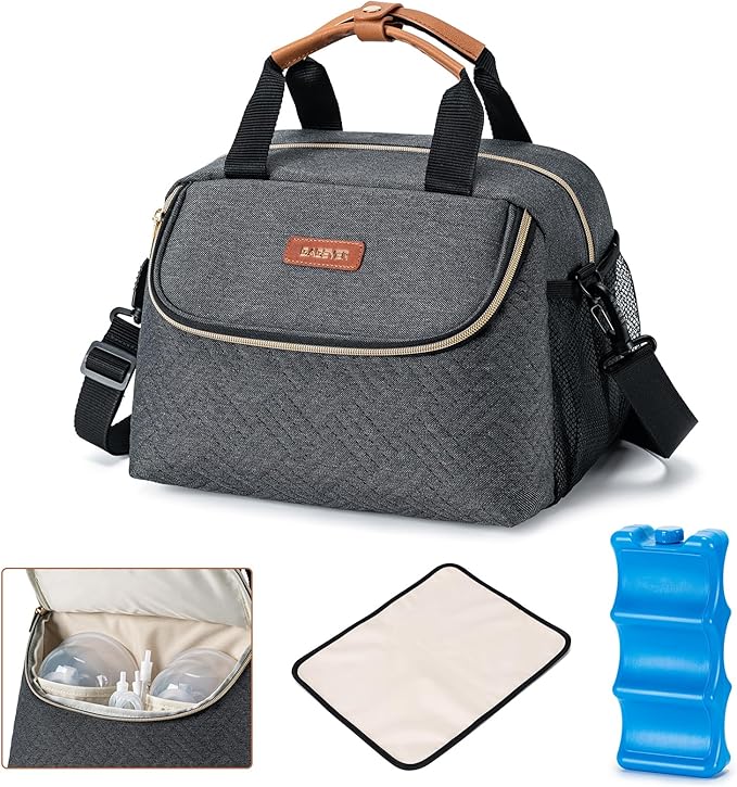 BABEYER Breastmilk Cooler Bag with Ice Pack Fits 6 Baby Bottles up to 9 Ounce, Wearable Breast Pumps Cooler Bag for Nursin...
