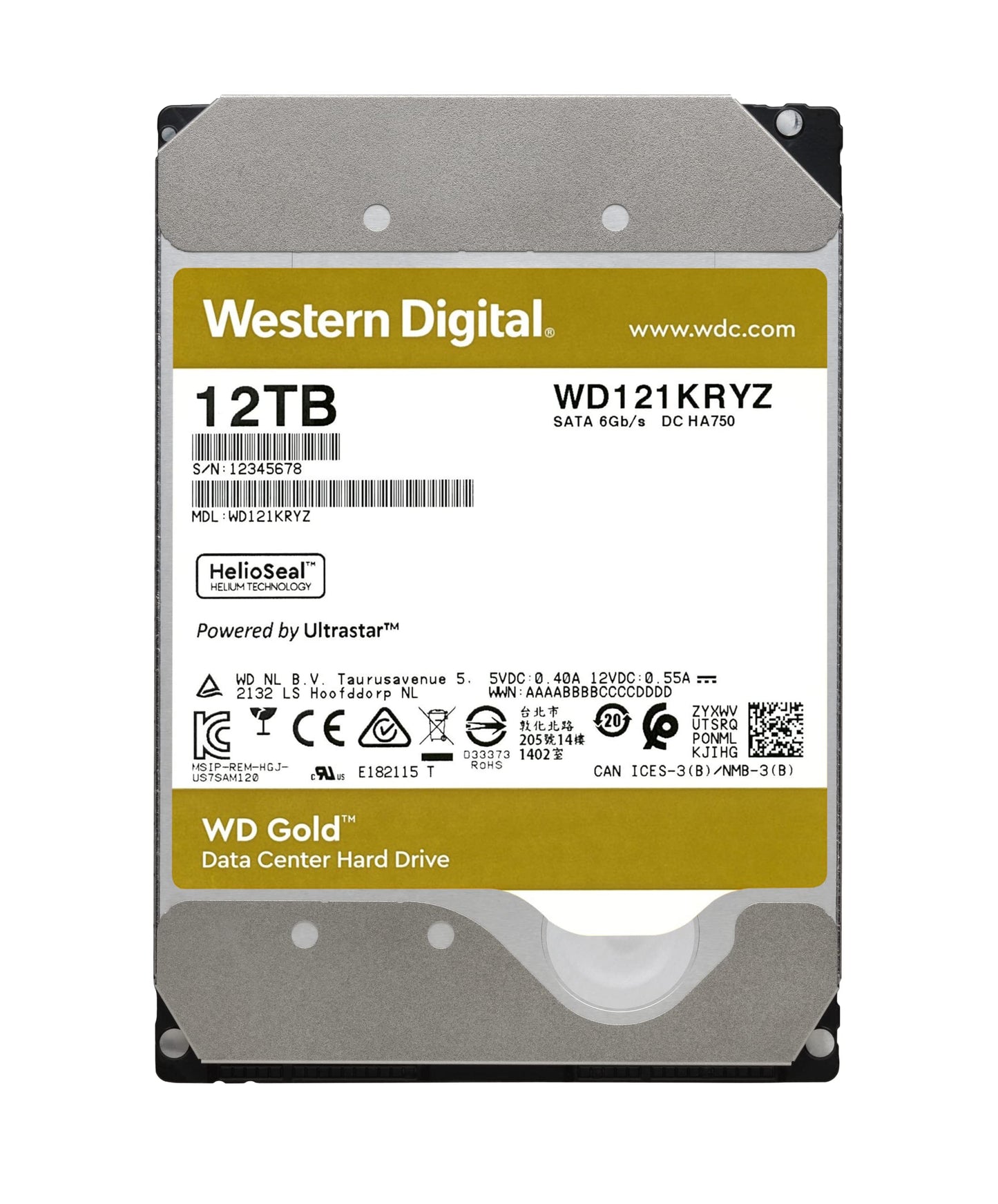 Western Digital 8Tb Wd Gold Enterprise Class Internal Hard Drive - 7200 Rpm Class, Sata 6 Gb/S, 256 Mb Cache, 3.5 - Wd8004Fryz