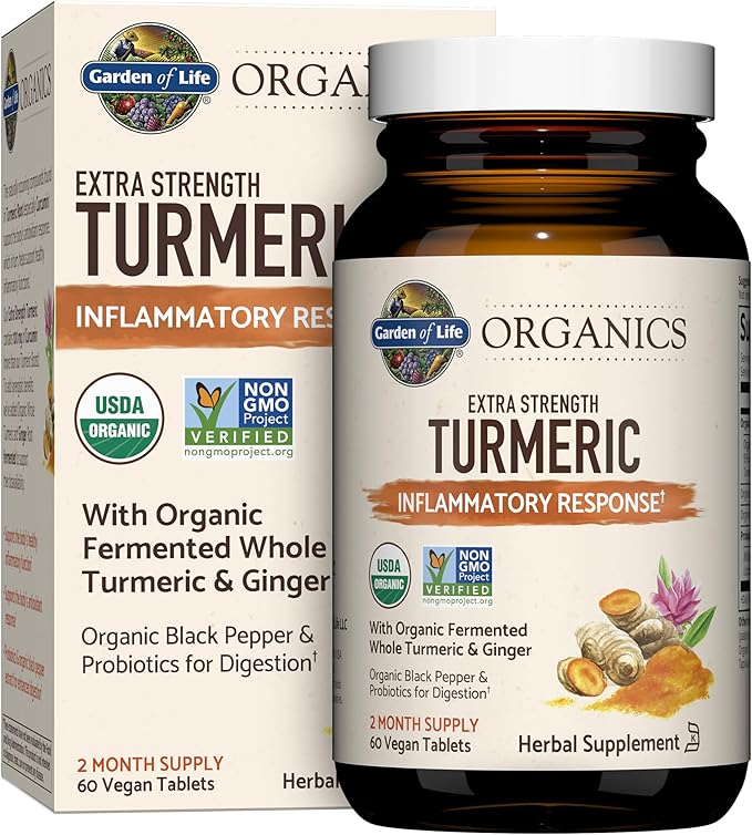 Garden of Life Turmeric Inflammatory Response 60 Tablets 100mg Curcumin & Raw Vitamin Code Vitamin C 120 Veg Capsules
