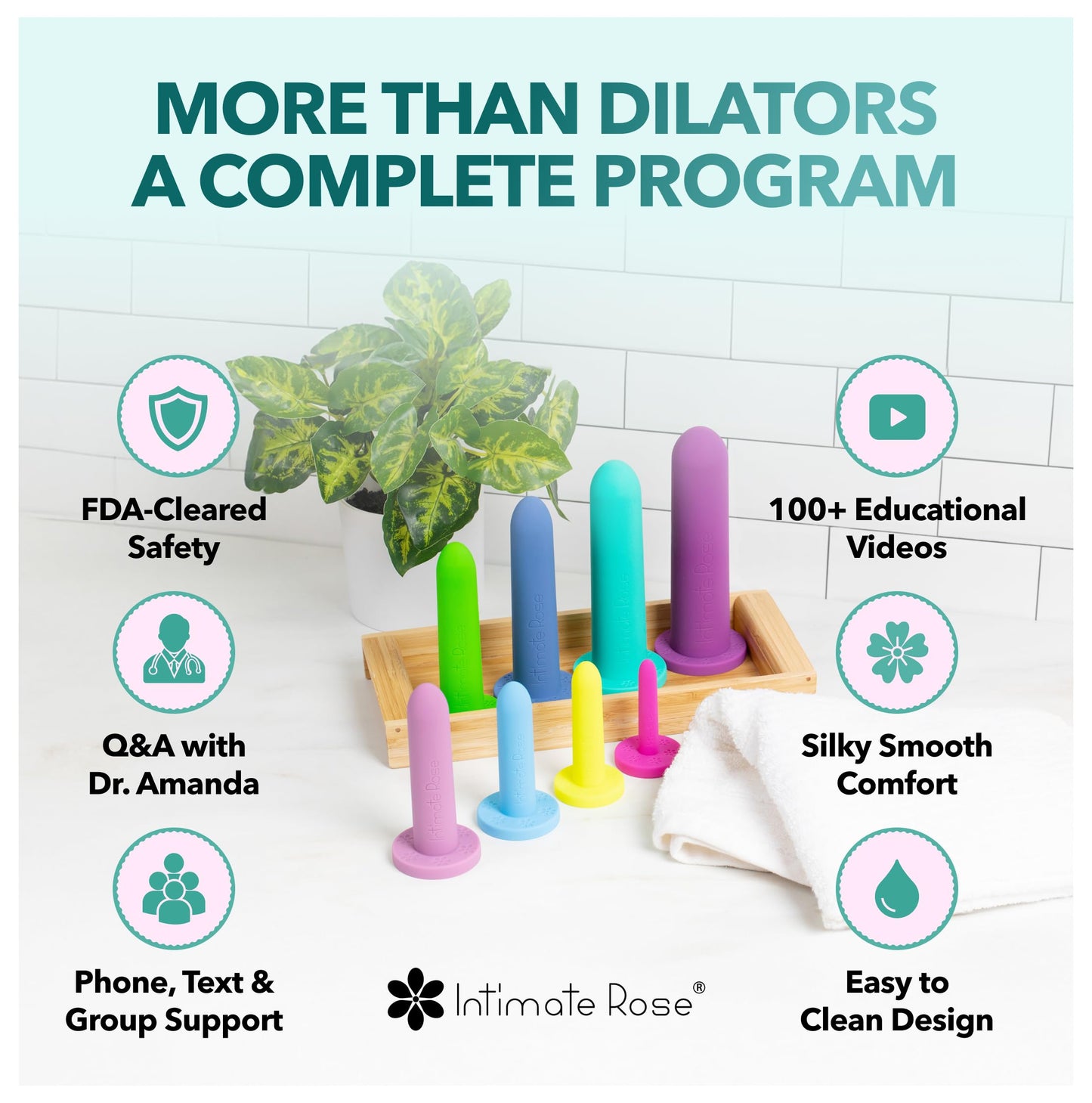 Small Vaginal Dilators for Pelvic Floor Therapy & Vaginismus Pain Relief – FDA-Cleared Silicone Set with 100+ Tutorials, Support Group & Doctor Access