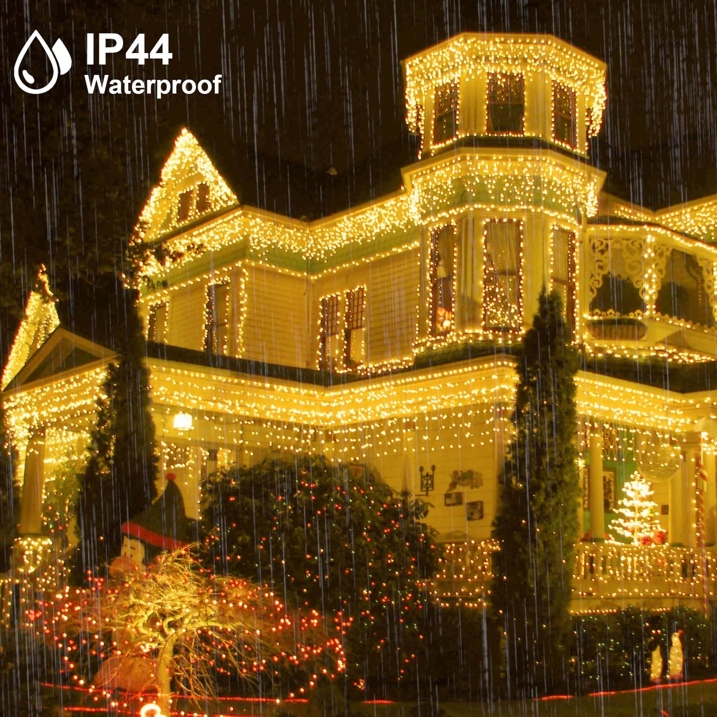 kemooie 400 LED Outdoor Curtain Lights, Warm White, 26.2FT x 3.3FT, 8 Modes, Model HB-400CCOI