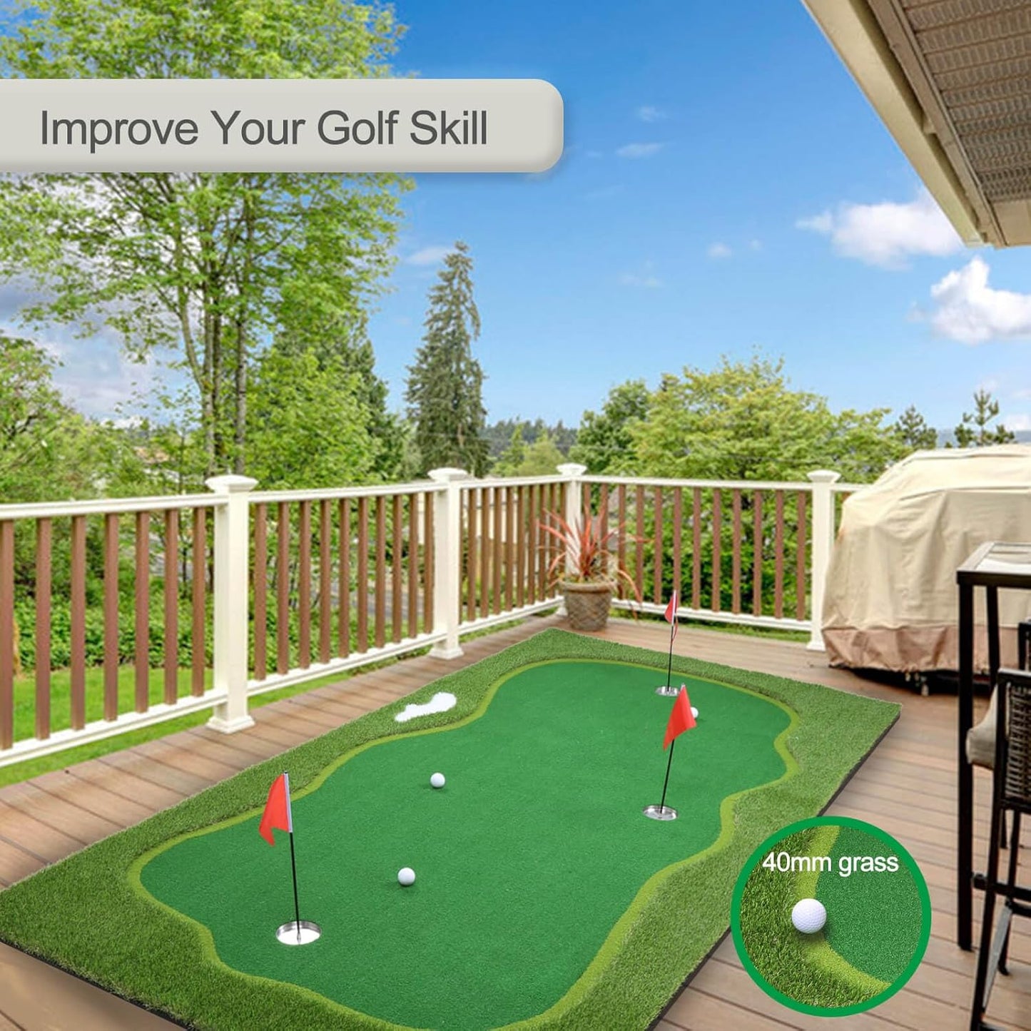 Golf Putting Green, Practice Putting Green Mat, Large Professional Golfing Training Mat for Indoor Outdoor…