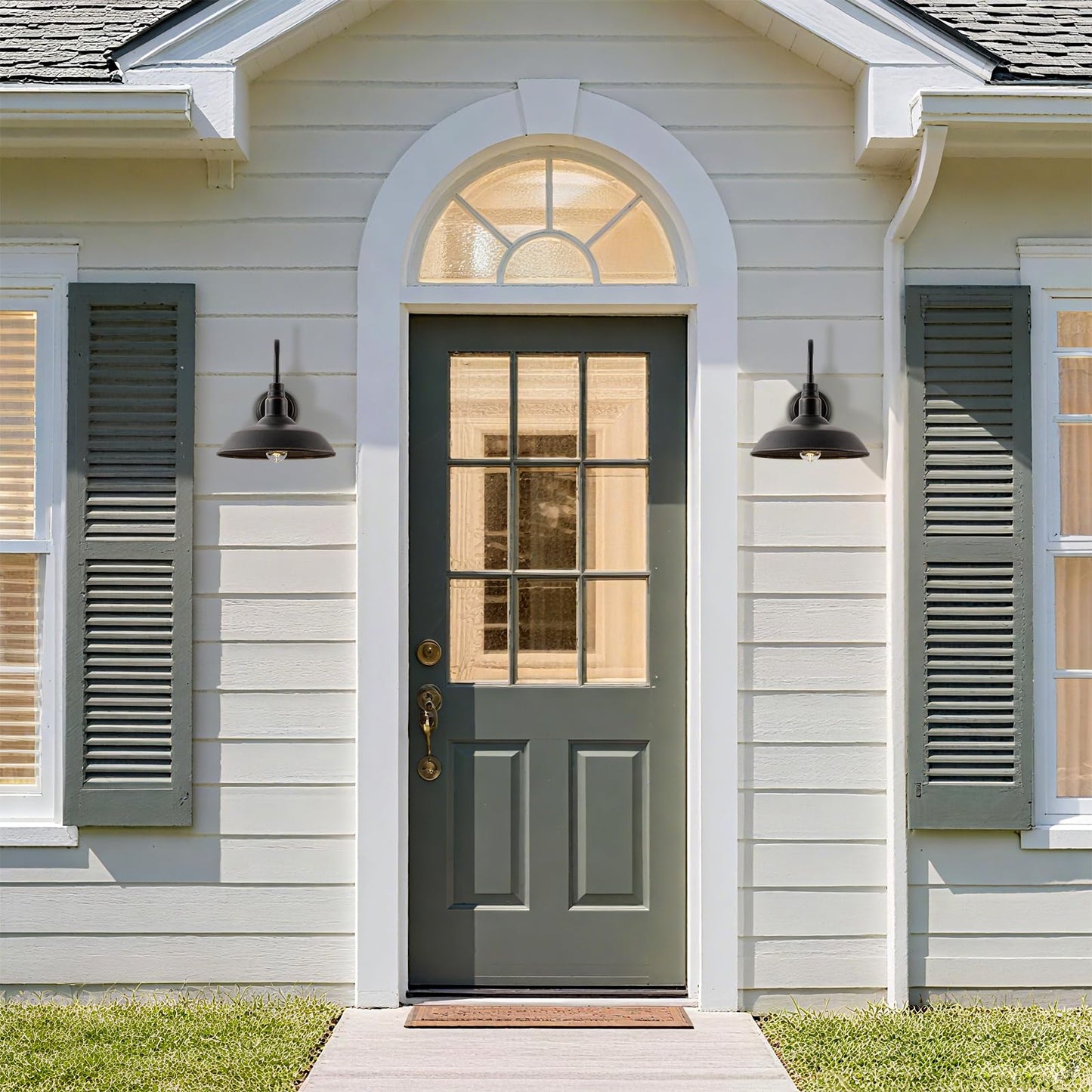 Goalplus Gooseneck Outdoor Light Fixture, 10 Dome, Bronze Metal, Model Lm2201-Br-2P, 2 Pack Barn Light For Porch, Patio, Garage