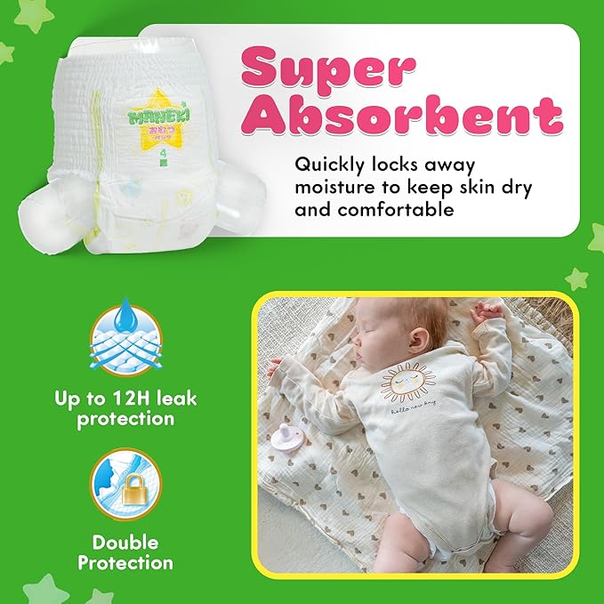 MANEKI Size 5 Diaper Pants, Disposable Baby Diapers Size 5 (26-37 lbs), 38 Count, Pull-Ups Style, Hypoallergenic