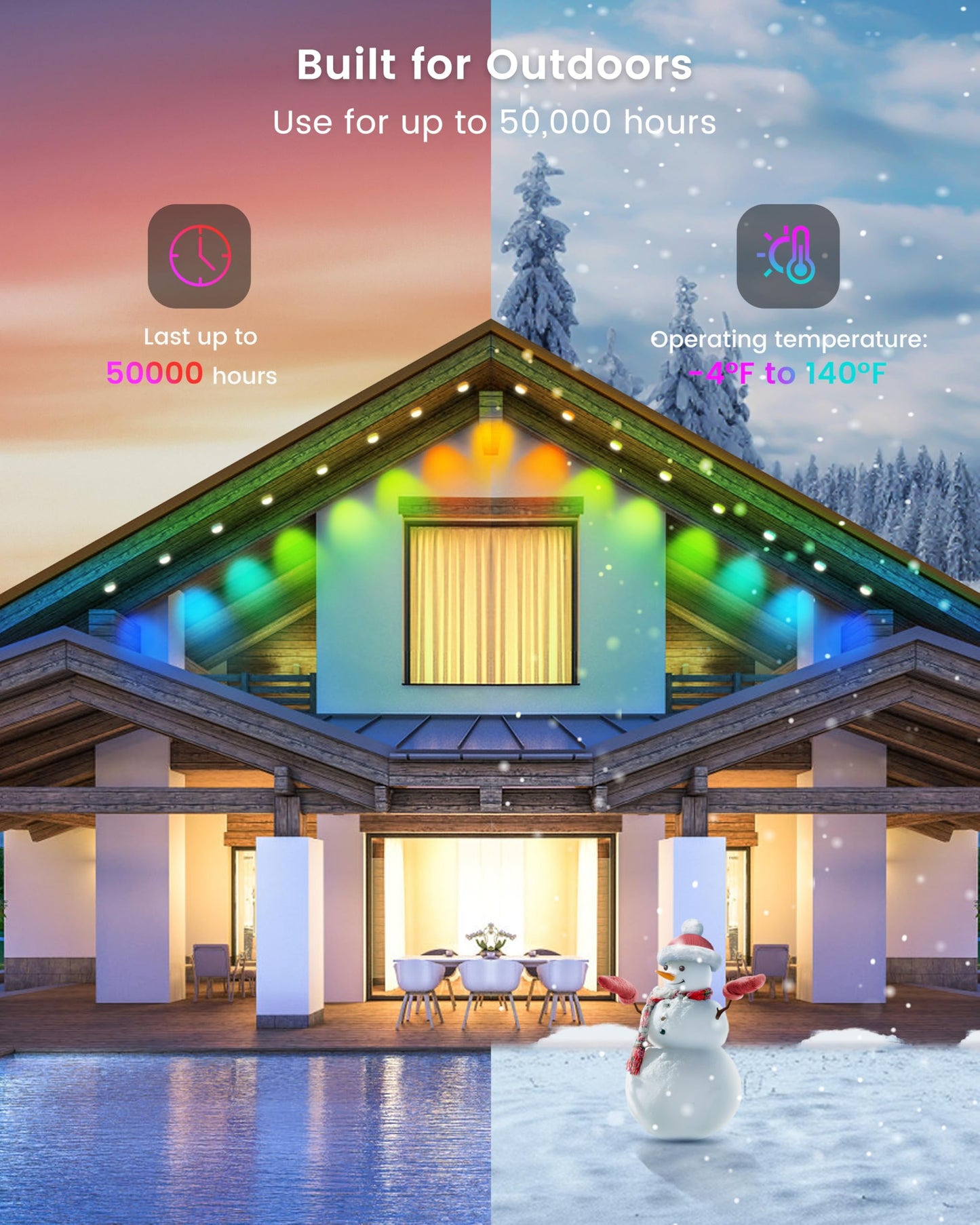 Alexpex Permanent Outdoor Lights For House  150Ft Rgb Lights With App/Remote Control  Ip67 Waterproof  Diy Scene Modes For Christmas  Halloween Daily Decor  Roof And Garden Lighting
