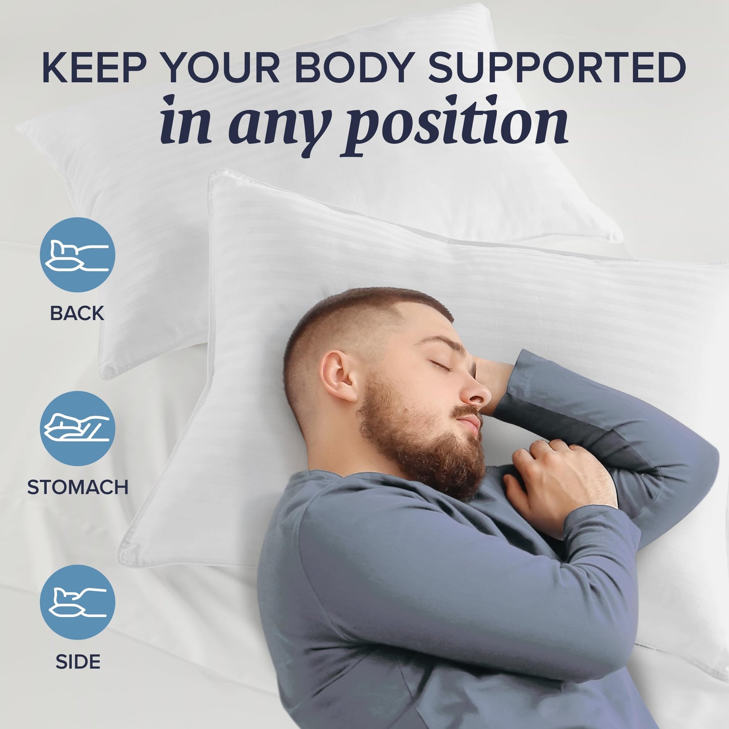 Beckham Hotel Collection Queen Size Memory Foam (Adjustable Fill) Bed Pillows Set of 2 - Cooling Shredded Foam Pillow for Back, Stomach or Side Sleepers