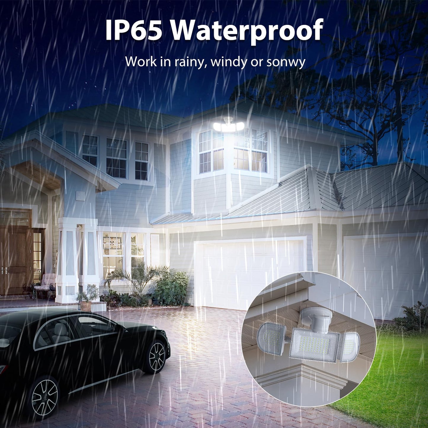Imaihom 150W Motion Sensor Outdoor Lights  15000Lm Led Security Lights Motion Sensor Light Outdoor  3 Adjustable Heads Led Flood Light  Group Remote Control  3 Mode Ip65 Floodlight For Yard(White)