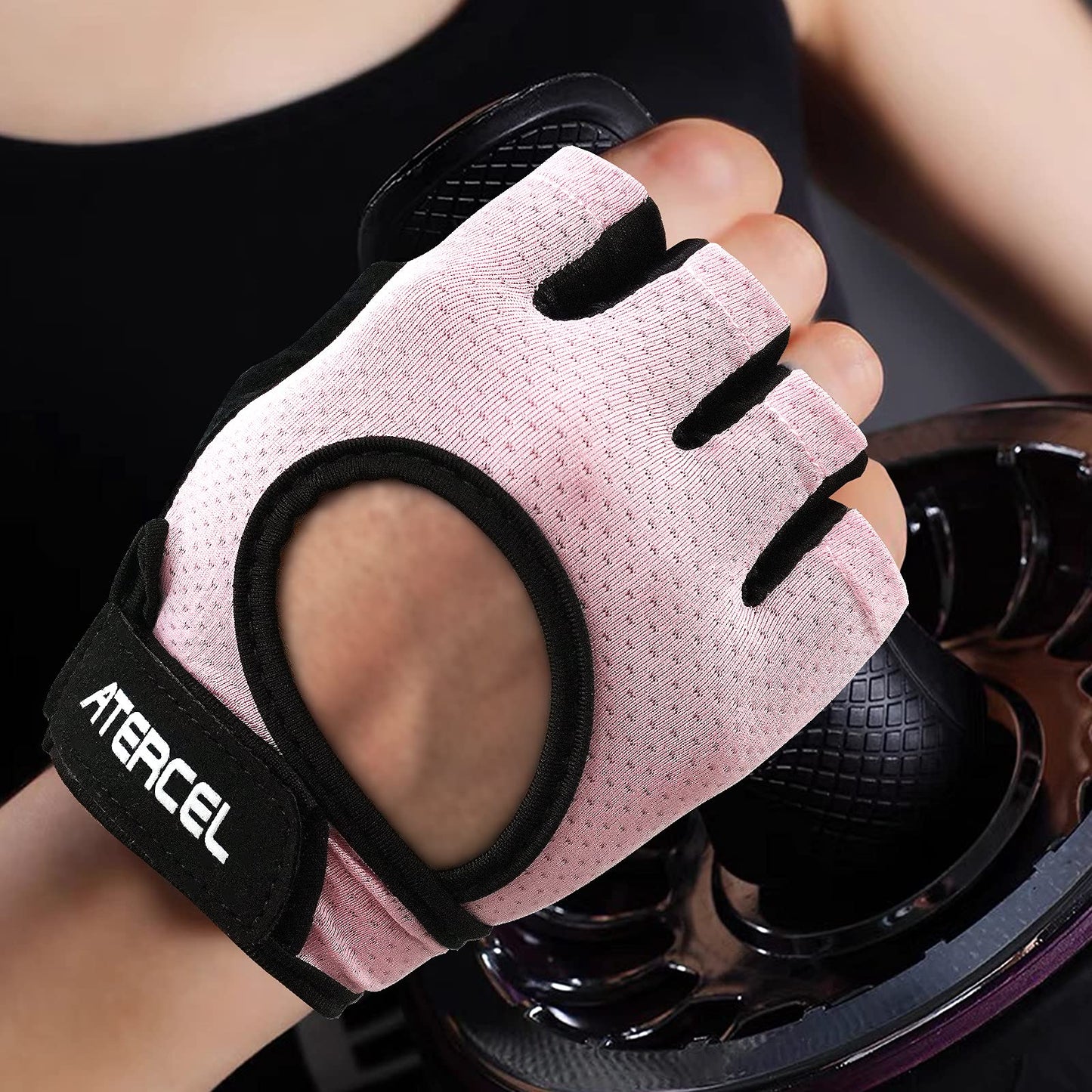 ATERCEL Weight Lifting Gloves Full Palm Protection, Workout Gloves for Gym, Cycling, Exercise, Breathable, Super Lightweight for Men and Women(Pink, L)