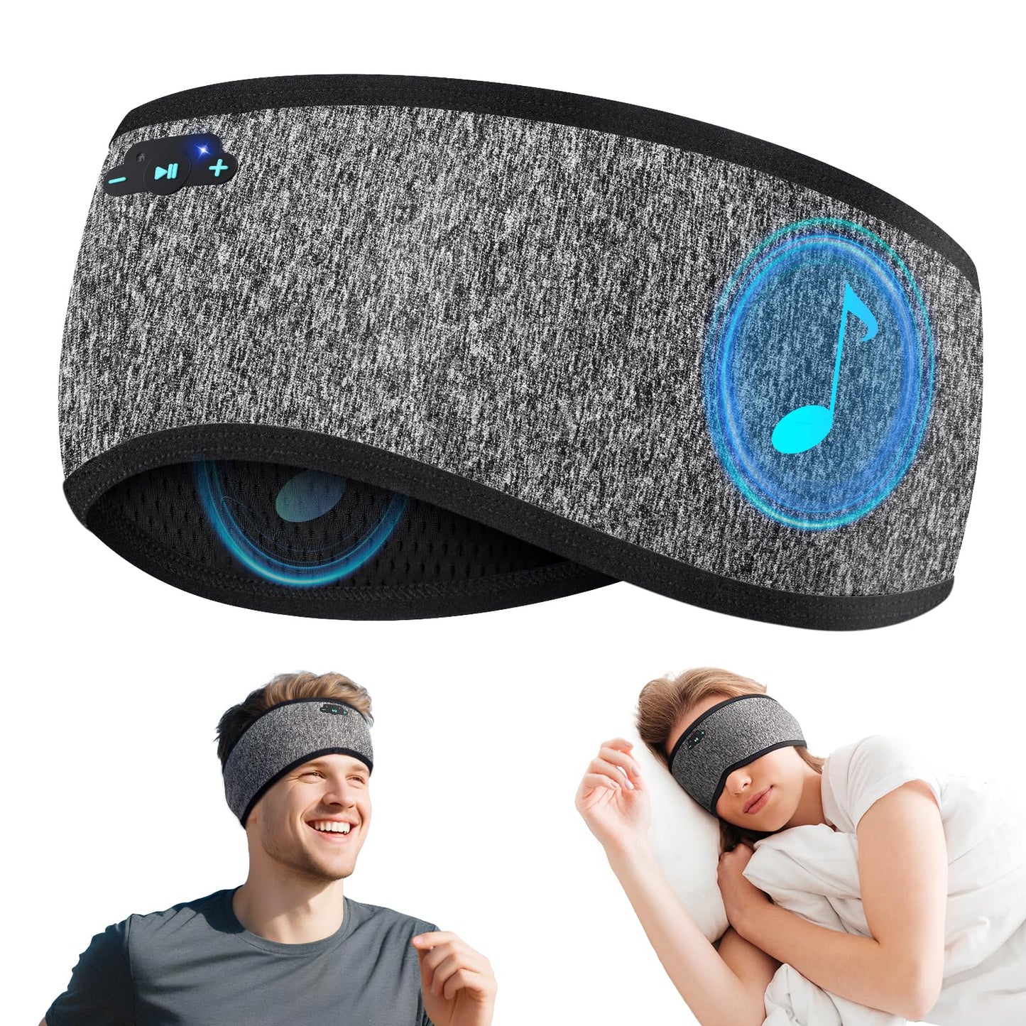 Sleep Headphones Bluetooth 6.0 Headband, 20H Playtime Headband Headphones with HD Stereo Speakers, Sports Wireless Earphones for
