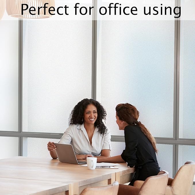 HIDBEA Frosted Window Privacy Film Heat Control UV Blocking, Static Cling Non-Adhesive Reusable Door coverings for Bathroom Home Office (Frosted 41.3 Inch x 19.6 Feet)