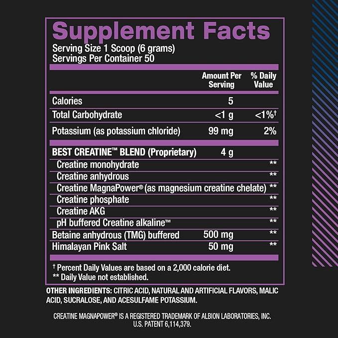 BPI Sports Best Creatine - Creatine Monohydrate Powder for Men & Women, Himalayan Salt - Strength, Pump, Endurance, Muscle Growth, Muscle Definition, No Bloat - Kiwi Strawberry - 50 Servings - 9.07 Oz