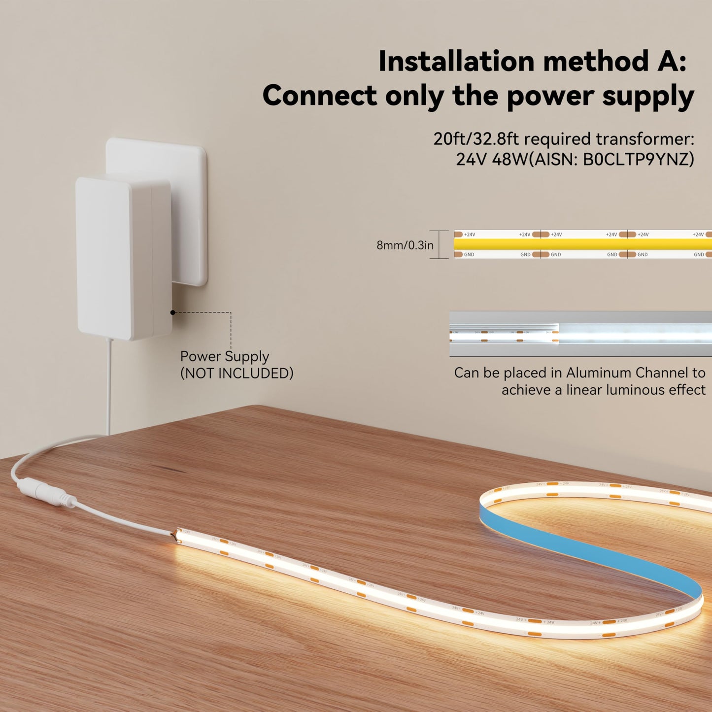 Miwise Cob Led Strip 32.8Ft/10M Cri 90+ Warm White 2700K High Lumen Super Bright Flexible Dc24V Led Tape Light For Cabinet Home Office Diy Lighting Projects(Adapter&Controller Not Included)