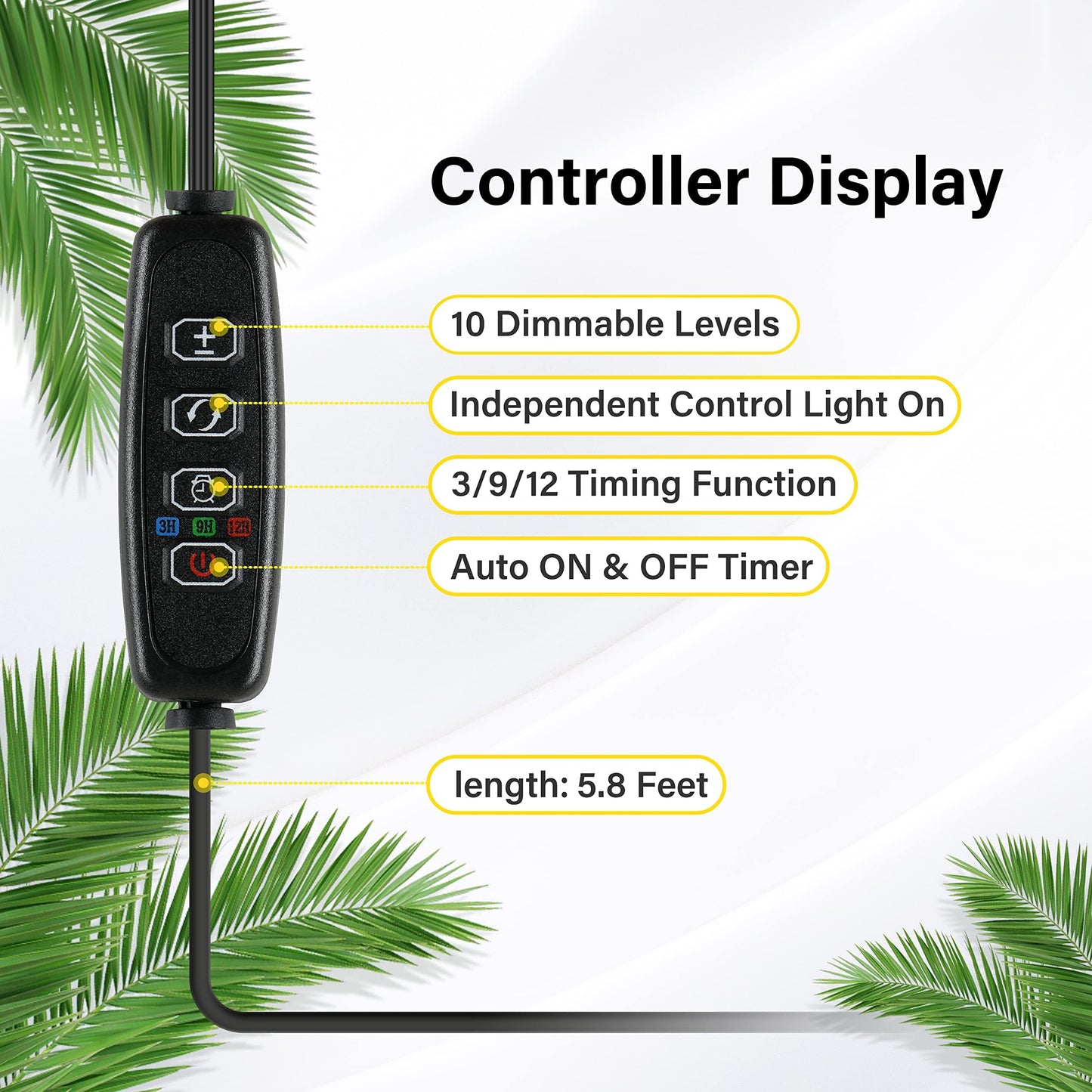 Ipower 20W Led Plant Grow Light Strips Full Spectrum For Indoor Plants With Auto On/Off 3/9/12H Timer  10 Dimmable Levels 48 Leds Per Light Strip  2 Tubes