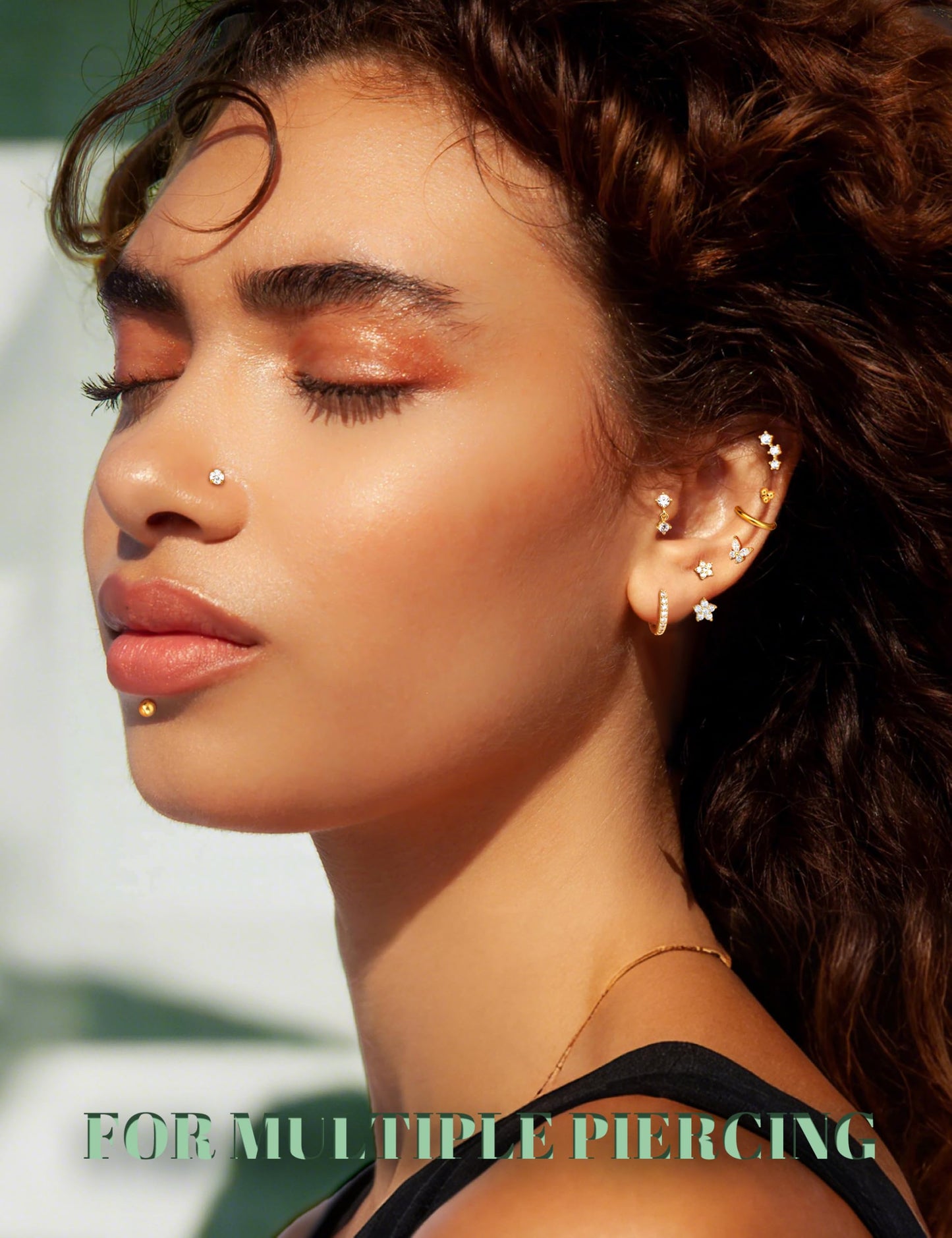 Besteel Threadless Flat Back Earrings Hypoallergenic - 9 Pairs 316L Surgical Steel Push in CZ Studs & Hoops Set for Women Men 14