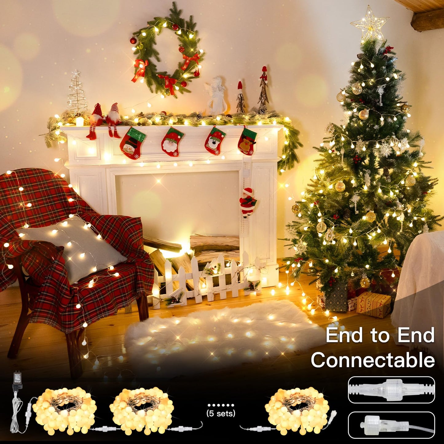 Suddus String Lights For Bedroom  66Ft 200 Led Connectable Globe String Lights Indoor  Hanging Fairy Lights Plug In With Remote For Kids Room Dorm Classroom Outdoor Christmas Tree Decor  Warm White