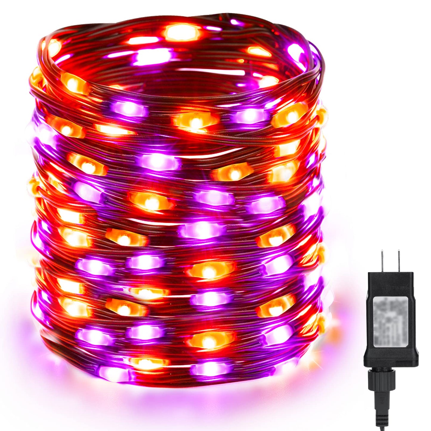 Brizled Orange & Purple Halloween String Lights - 72Ft 200 Led Outdoor Connectable  8 Modes  Indoor Tree Black Wire For Party Haunted House Decor
