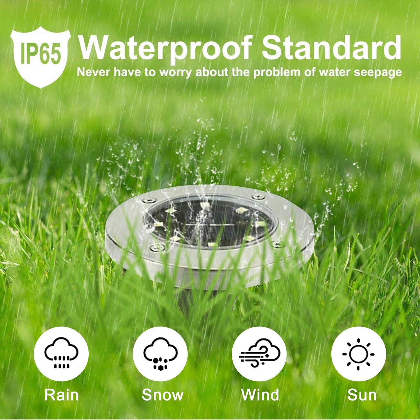 Rayolon Solar Ground Lights - Waterproof Stainless Steel Landscape Lighting, 8 Pack, Warm Light For Pathway, Yard, Deck, Lawn, Patio