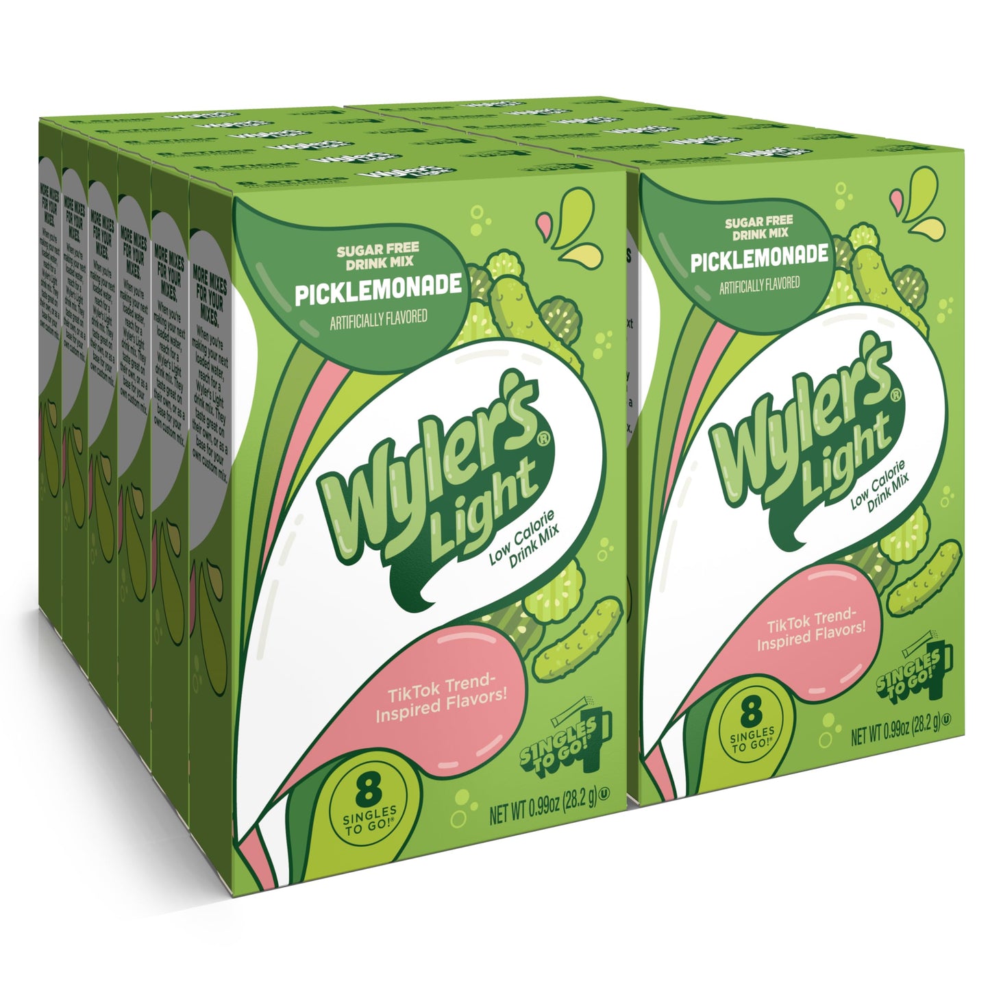 Wyler s Light Singles To Go Powder Packets, Water Drink Mix, Picklemonade, 96 Servings, 8 Count x Pack of 12