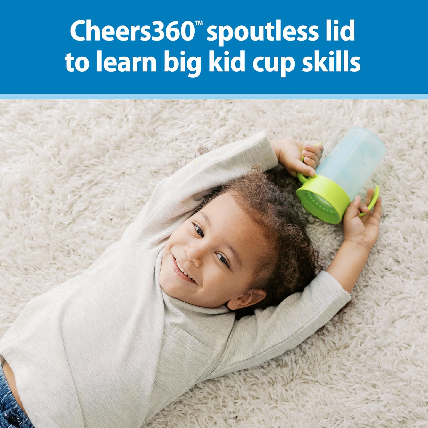 Dr. Brown's Milestones Straw to 360° Cup Set, Convertible Toddler Training Cup Set with Interchangeable Silicone Straw and 360 Degree Cup Lids, Blue Green, 10 oz/300 mL, BPA Free, 9m+, 2 Pack