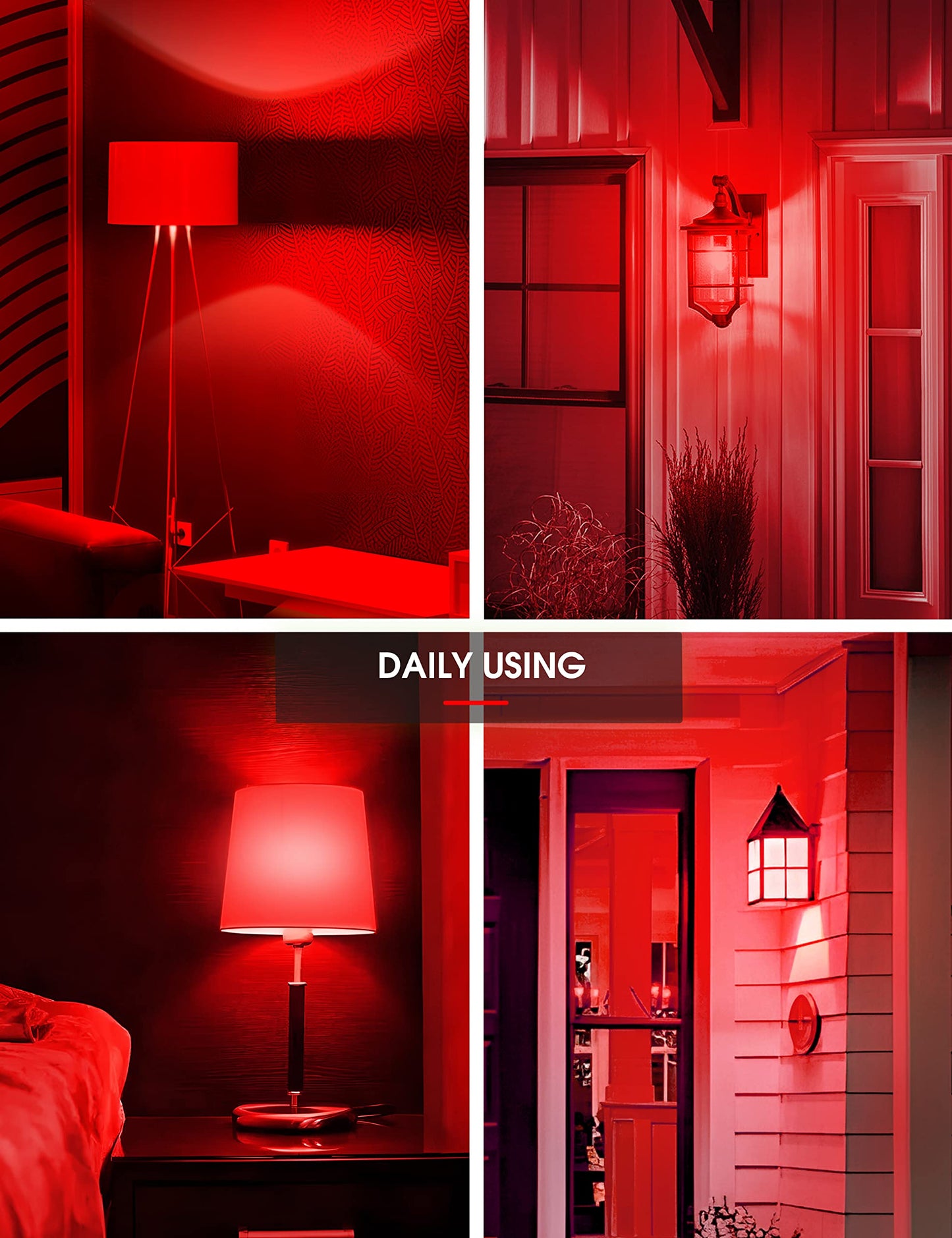 L Lohas Led Red A19 Light Bulbs, 9W (60W Equivalent), E26 Base, Non-Dim, 4 Pack, Indoor Christmas Decor
