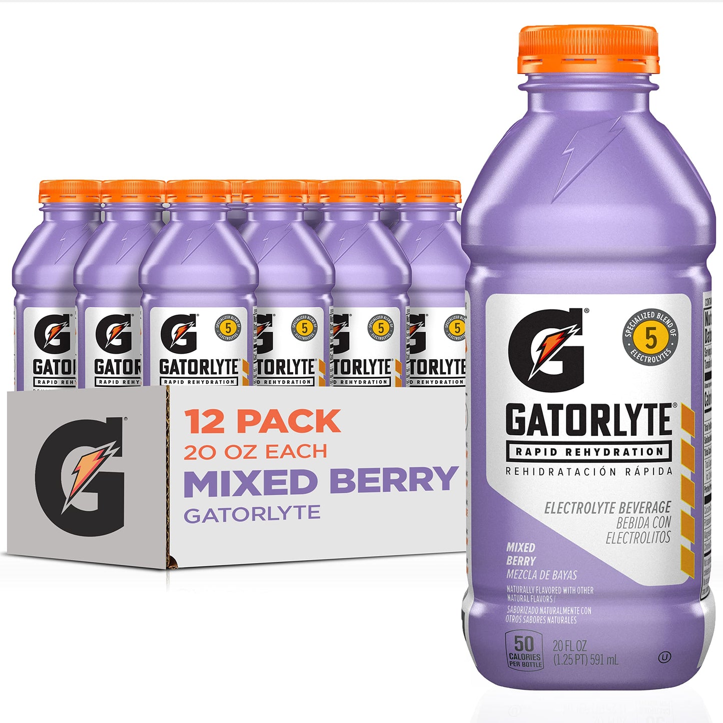 Gatorade Rapid Rehydration Electrolyte Beverage, Mixed Berry, 20oz Bottles (12 Pack)