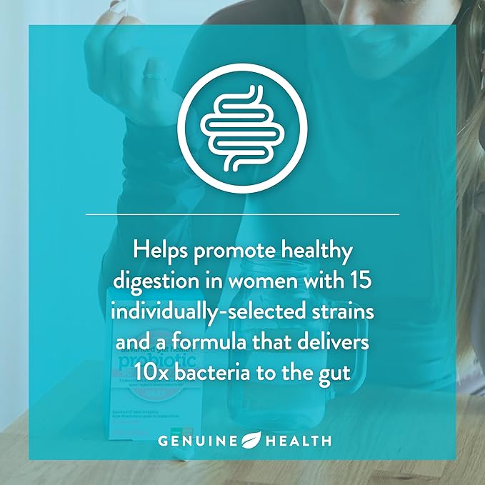 Genuine Health Women's Daily Probiotic, Helps Promote Healthy Digestion, Gut Health & Vaginal & Skin Health, Multi-Strain Formula, 30 Capsules