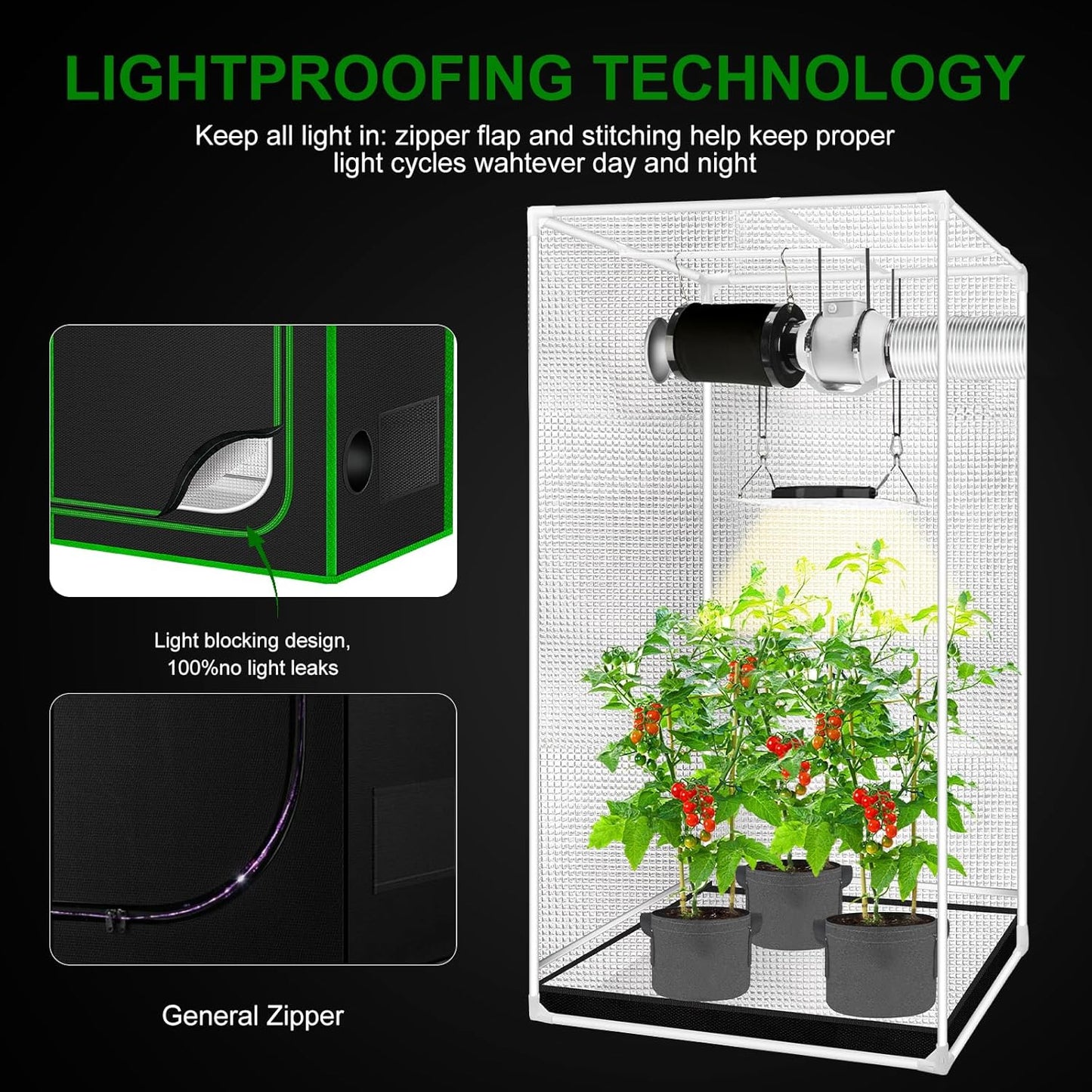 MELONFARM 3x3 Grow Tent, 34"x34"x72'' High Reflective 600D Diamond Mylar Canvas with Observation Window and Floor Tray for Hydroponic Indoor Plant Growing