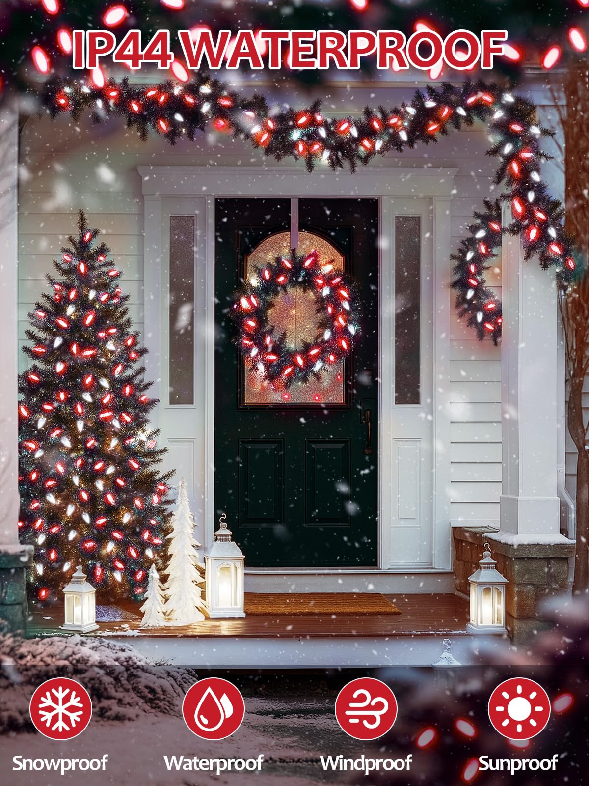 Upgraded 250 Led C6 Connectable Christmas String Lights Red And White  82Ft Waterproof Christmas Twinkle Light Outdoor  Plug In Fairy Lights Indoor With 13 Modes & Timer For Christmas Tree Decorations