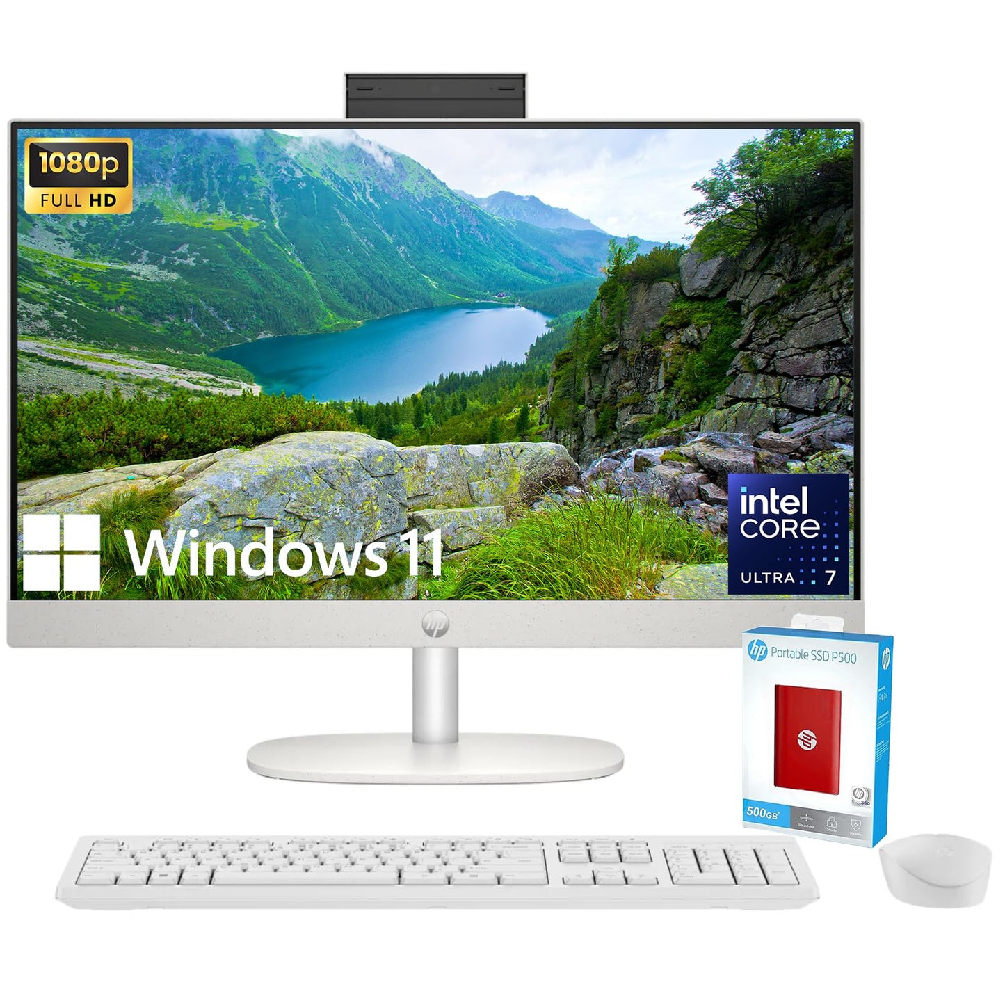 Hp 27 All-In-One Desktop Computer, Fhd Ips Display, 12-Core Intel Core Ultra 7-155U Processor, 32Gb Ddr5, 2Tb Ssd, Wi-Fi 6, Hdmi