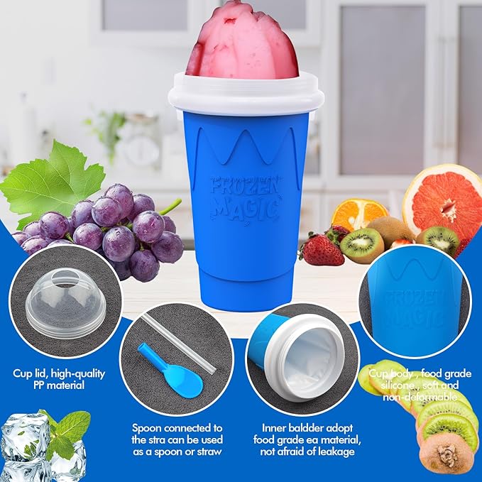 500ML Slushie Maker Cup, Magic Quick Frozen Smoothies Cups for Homemade Milk Shake Ice Cream Makers, Cooling Cups, Double Layer Squeeze Slushy Cup, Birthday Gifts for Boy, Girls,Friends,Family