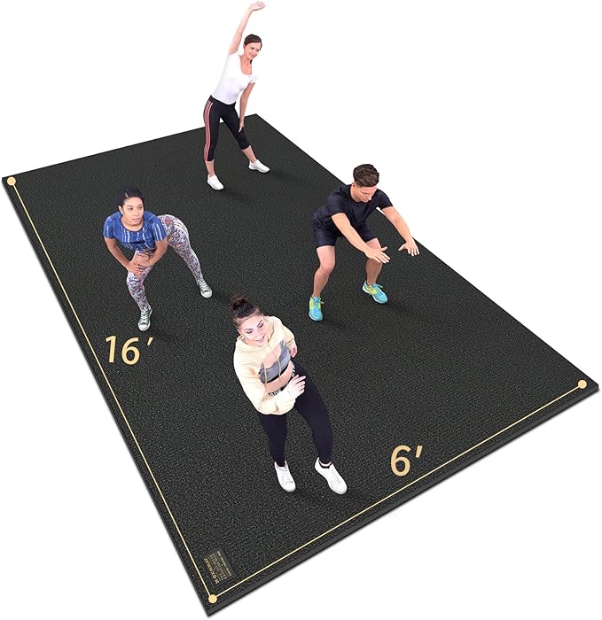 GXMMAT Extra Large Exercise Mat 16'x6'/12'x6'/10'x6'/8'x6'(7mm), Extra Wide Workout Mats for Home Gym Flooring, Non-Slip T...