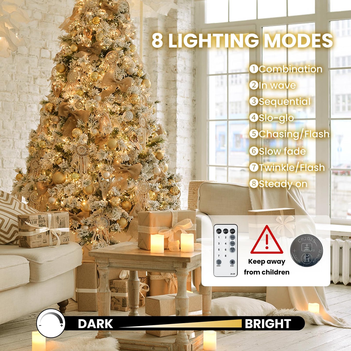 Dailyart Fairy Lights Plug In  3000 Led Cluster Lights With Timer 195Ft Waterproof Warm Twinkle String Light With Remote For Bedroom Wreath Garland Window Wedding Christmas Tree Decoration Gold Wire