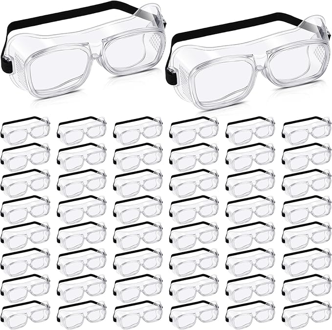 Tellegloww 50 Pairs Safety Goggles Anti-fog Protective Safety Glasses Anti Scratch Eye Protection Clear Lens Onion Goggles...
