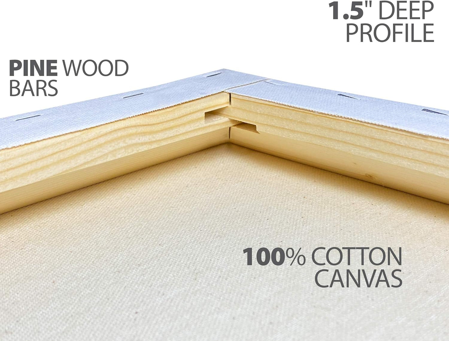 milo Stretched Artist Canvas | 48x60 inches | 2 Pack | 1.5” inch Thick Gallery Profile | 15 oz Primed Large Canvases for Painting, Ready to Paint Art Supplies for Acrylic, Oil