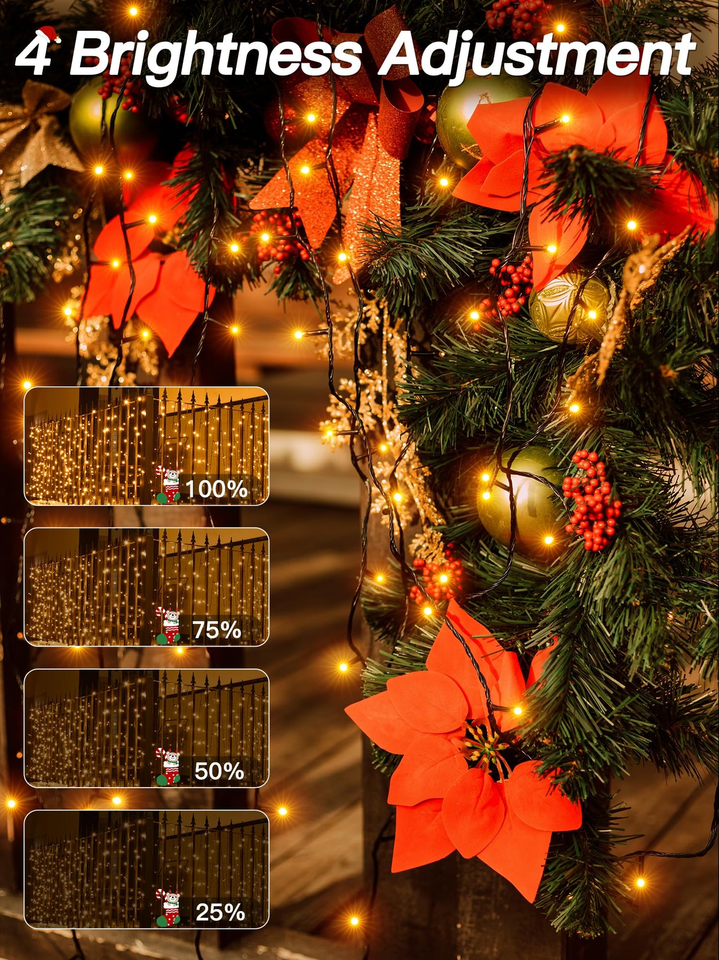 Guhope Christmas Lights 66Ft 200 Led  Christmas Tree Light With 8 Lighting Modes  Outdoor Waterproof String Lights With Remote And Timer  Fairy Light For Holiday Decor (Warm White)