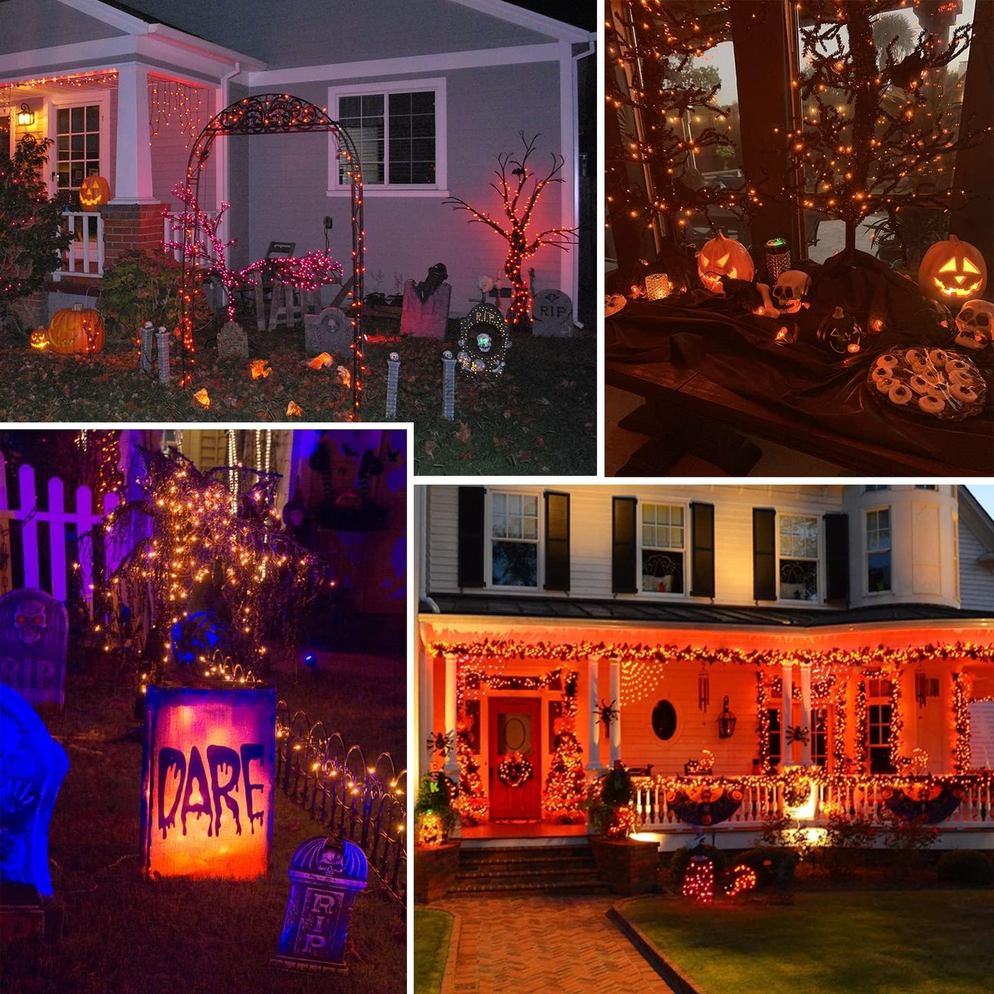 66Ft 200 Led Halloween Fairy Lights Plug In  8 Modes String Lights With Timer For Outdoor & Indoor  Waterproof Twinkle Lights For Bedroom Garden Party Carnival Supplies Halloween Decorations (Orange)