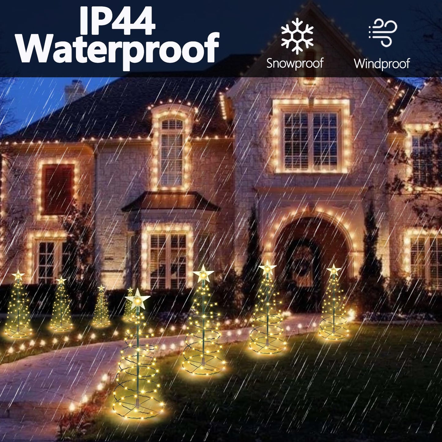 Outdoor Christmas Decorations  2 Pack 20   Spiral Solar Christmas Tree Lights  8 Modes Solar Pathway Lights  Waterpoof Light Up Prelit Xmas Tree For Garden Patio Yard Walkway Driveway(Warm White)